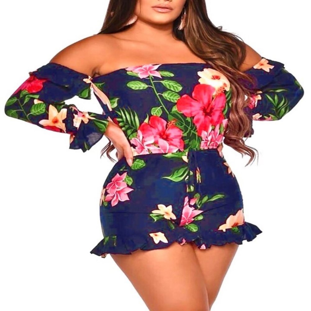 Lillian Blue Ruffle Romper - Picture 2 of 7